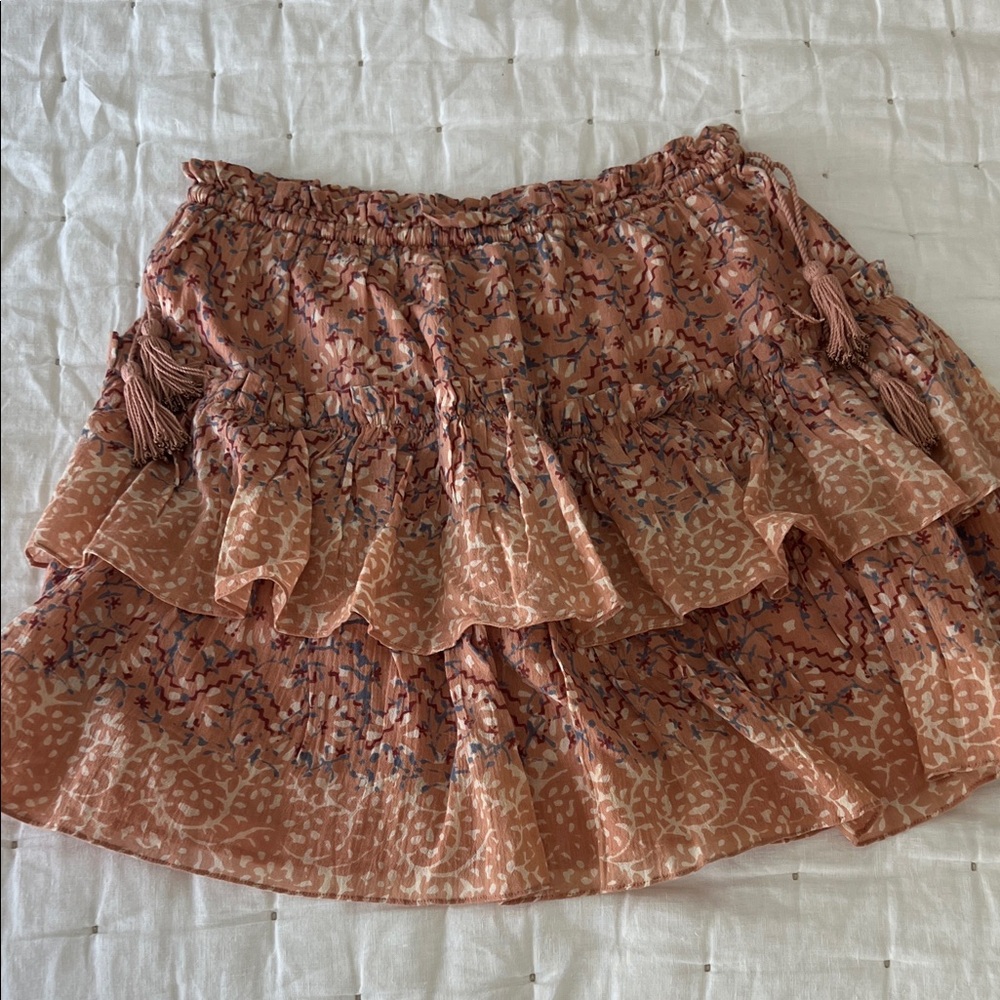 Ulla Johnson Peach Floral Mini Skirt